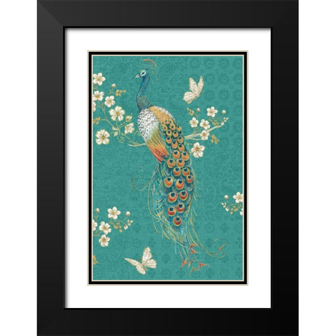 Ornate Peacock XD Black Modern Wood Framed Art Print with Double Matting by Brissonnet, Daphne