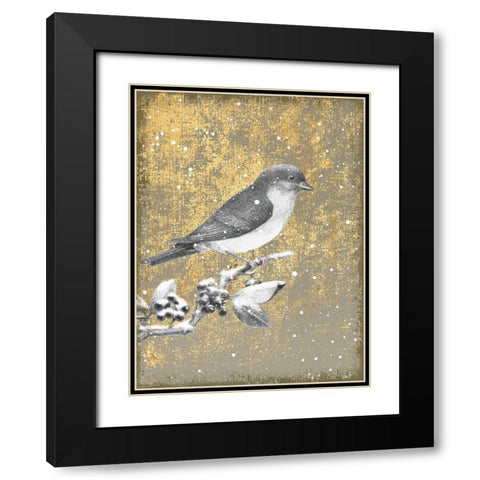 Winter Birds Bluebird Neutral Black Modern Wood Framed Art Print with Double Matting by Grove, Beth