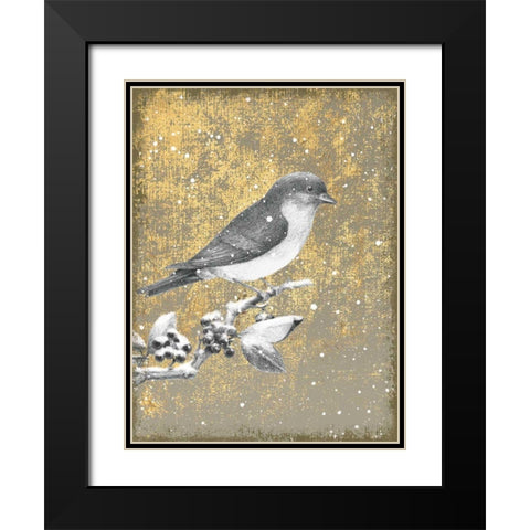 Winter Birds Bluebird Neutral Black Modern Wood Framed Art Print with Double Matting by Grove, Beth