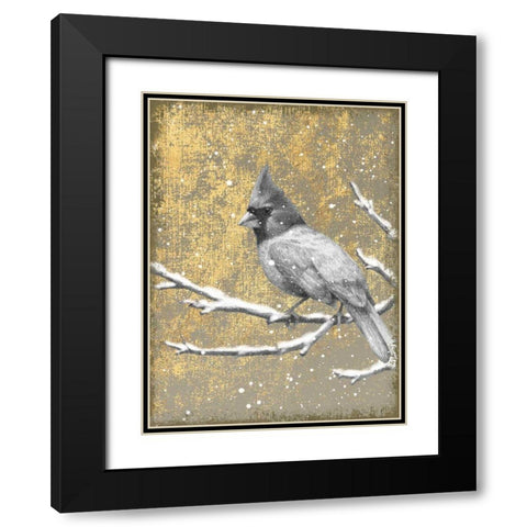 Winter Birds Cardinal Neutral Black Modern Wood Framed Art Print with Double Matting by Grove, Beth