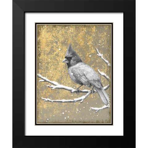 Winter Birds Cardinal Neutral Black Modern Wood Framed Art Print with Double Matting by Grove, Beth