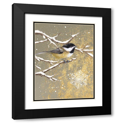 Winter Birds Chickadee Color Black Modern Wood Framed Art Print with Double Matting by Grove, Beth