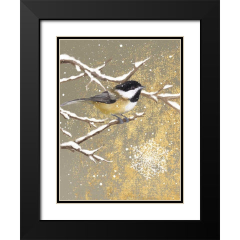 Winter Birds Chickadee Color Black Modern Wood Framed Art Print with Double Matting by Grove, Beth