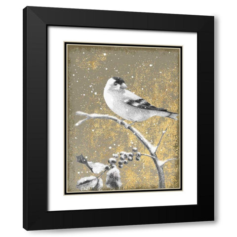 Winter Birds Goldfinch Neutral Black Modern Wood Framed Art Print with Double Matting by Grove, Beth
