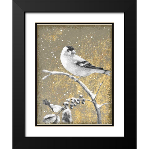 Winter Birds Goldfinch Neutral Black Modern Wood Framed Art Print with Double Matting by Grove, Beth