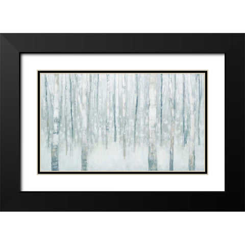 Birches in Winter Blue Gray Black Modern Wood Framed Art Print with Double Matting by Purinton, Julia
