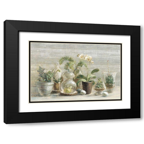 Greenhouse Orchids on Wood Black Modern Wood Framed Art Print with Double Matting by Nai, Danhui