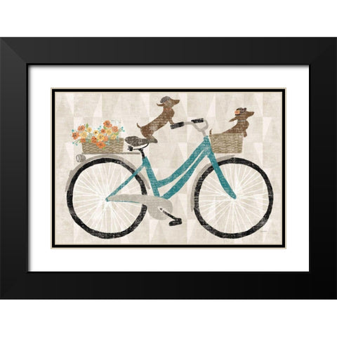 Doxie Ride v.I Black Modern Wood Framed Art Print with Double Matting by Schlabach, Sue