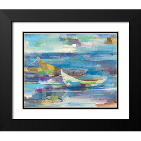 Mooring for the Day Black Modern Wood Framed Art Print with Double Matting by Hristova, Albena