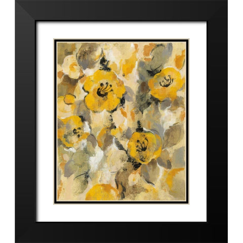 Yellow Floral I Black Modern Wood Framed Art Print with Double Matting by Vassileva, Silvia