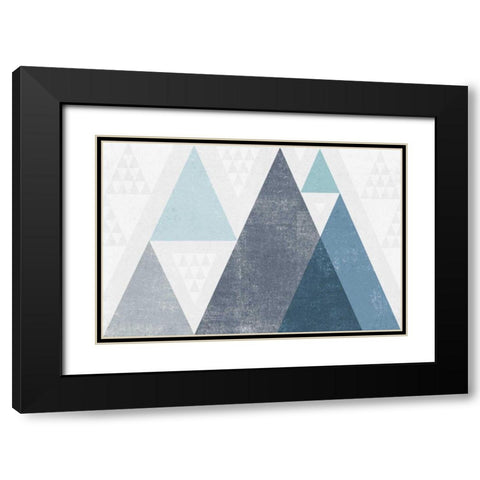Mod Triangles I Blue Black Modern Wood Framed Art Print with Double Matting by Mullan, Michael