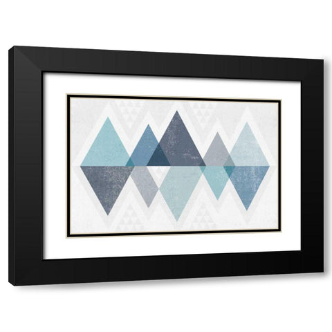 Mod Triangles II Blue Black Modern Wood Framed Art Print with Double Matting by Mullan, Michael