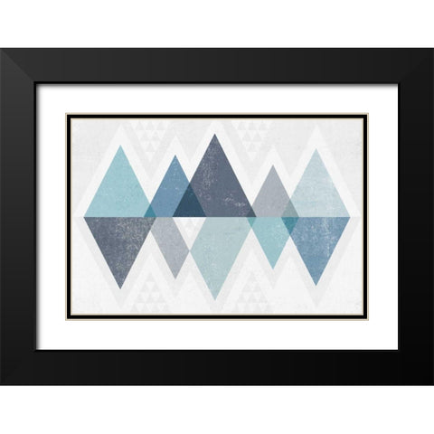 Mod Triangles II Blue Black Modern Wood Framed Art Print with Double Matting by Mullan, Michael