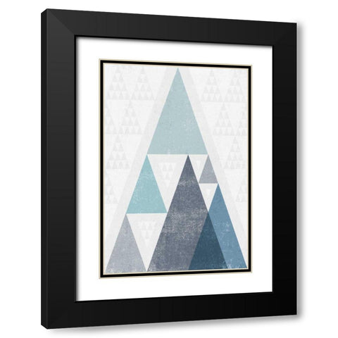 Mod Triangles III Blue Black Modern Wood Framed Art Print with Double Matting by Mullan, Michael