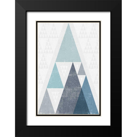 Mod Triangles III Blue Black Modern Wood Framed Art Print with Double Matting by Mullan, Michael