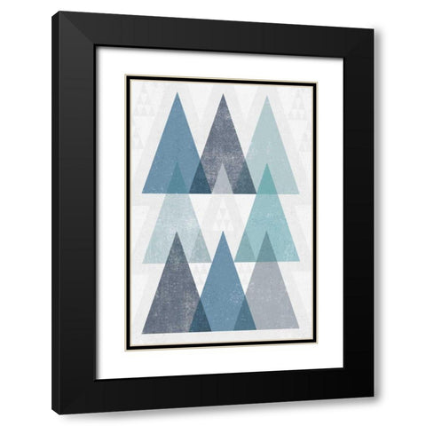Mod Triangles IV Blue Black Modern Wood Framed Art Print with Double Matting by Mullan, Michael