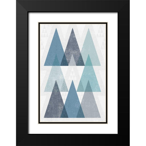 Mod Triangles IV Blue Black Modern Wood Framed Art Print with Double Matting by Mullan, Michael