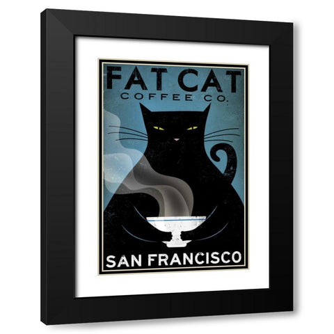 Cat Coffee Black Modern Wood Framed Art Print with Double Matting by Fowler, Ryan