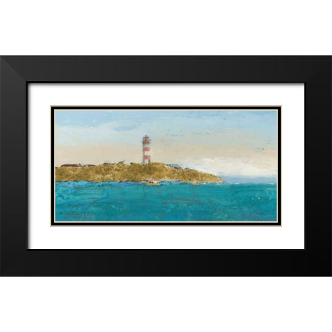 Lighthouse Seascape I v3 Crop Black Modern Wood Framed Art Print with Double Matting by Wiens, James