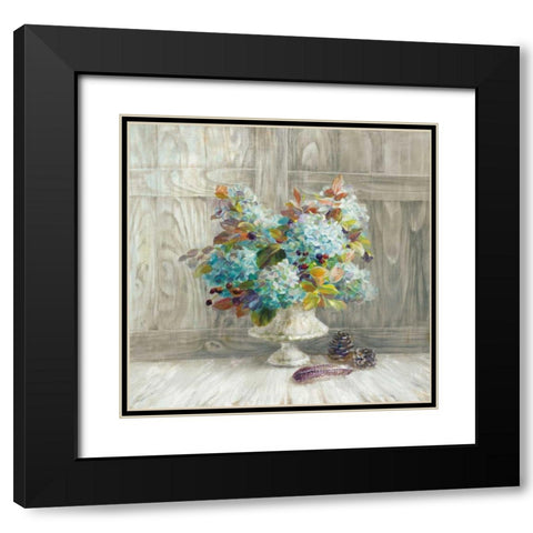 Rustic Florals Black Modern Wood Framed Art Print with Double Matting by Nai, Danhui