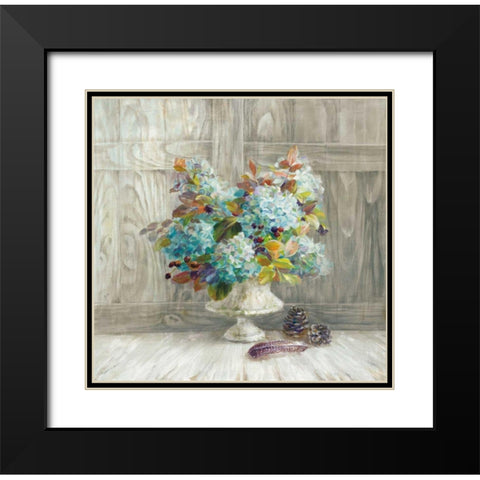 Rustic Florals Black Modern Wood Framed Art Print with Double Matting by Nai, Danhui