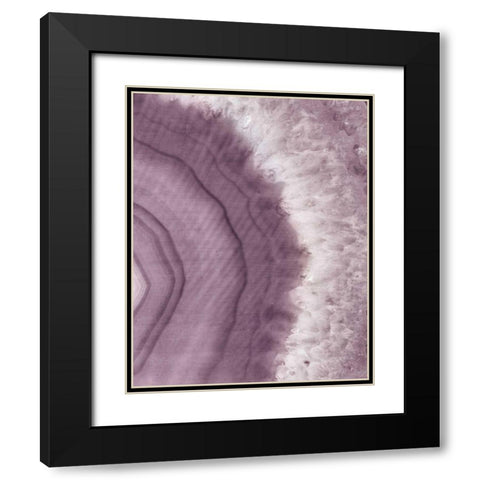 Agate Geode II Plum Black Modern Wood Framed Art Print with Double Matting by Wild Apple Portfolio