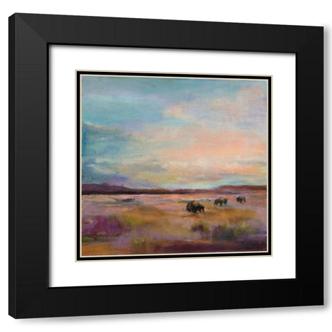 Buffalo Under Big Sky Black Modern Wood Framed Art Print with Double Matting by Hageman, Marilyn