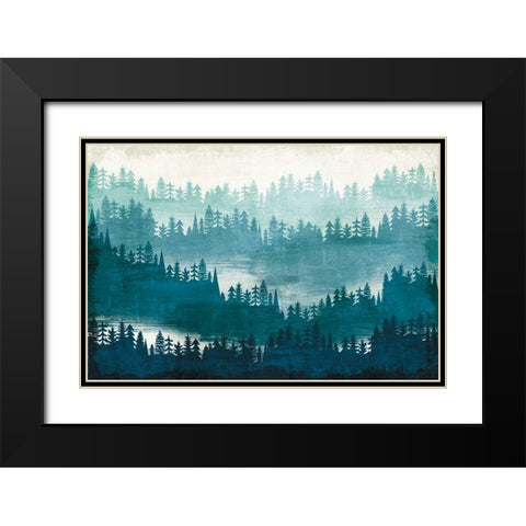 Mountainscape Blue Black Modern Wood Framed Art Print with Double Matting by Mullan, Michael