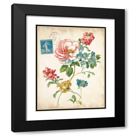 Elegant Floral I Vintage v2 Black Modern Wood Framed Art Print with Double Matting by Nai, Danhui