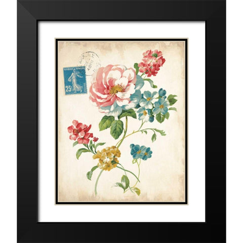 Elegant Floral I Vintage v2 Black Modern Wood Framed Art Print with Double Matting by Nai, Danhui