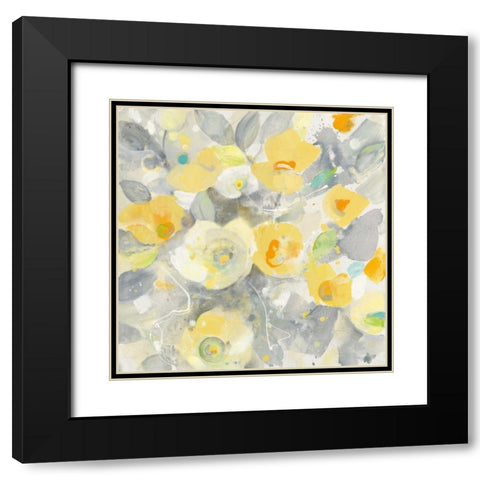 Buttercups II Black Modern Wood Framed Art Print with Double Matting by Hristova, Albena