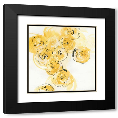Yellow Roses Anew I v.2 Black Modern Wood Framed Art Print with Double Matting by Paschke, Chris