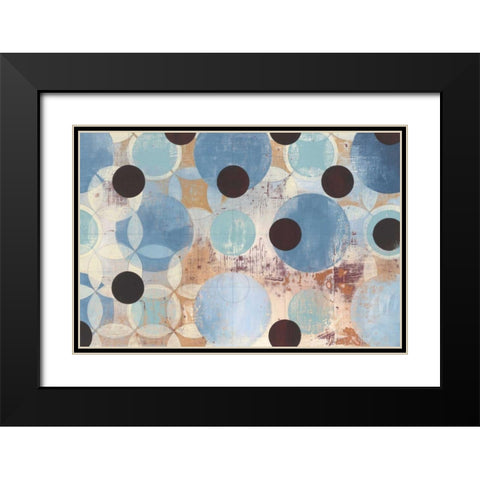 Blue Dots Black Modern Wood Framed Art Print with Double Matting by Lovell, Kathrine