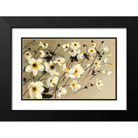 Anemones Japonaises Blancs Black Modern Wood Framed Art Print with Double Matting by Novak, Shirley