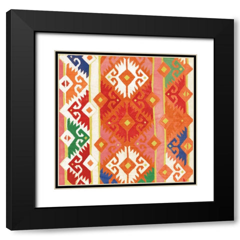 Southwest Pattern II Bright Black Modern Wood Framed Art Print with Double Matting by Hristova, Albena