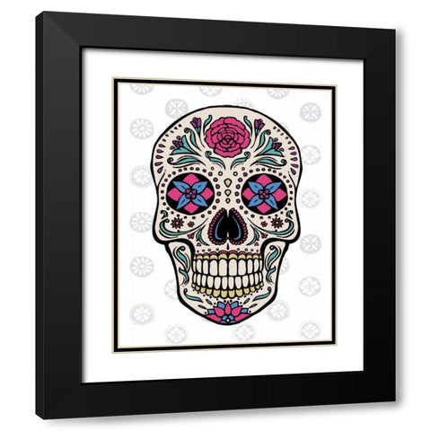 Sugar Skull on Gray Black Modern Wood Framed Art Print with Double Matting by Penner, Janelle