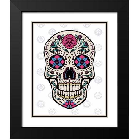 Sugar Skull on Gray Black Modern Wood Framed Art Print with Double Matting by Penner, Janelle