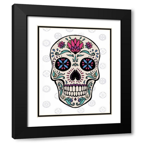 Sugar Skull II on Gray Black Modern Wood Framed Art Print with Double Matting by Penner, Janelle