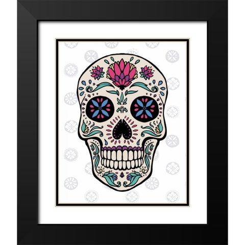 Sugar Skull II on Gray Black Modern Wood Framed Art Print with Double Matting by Penner, Janelle