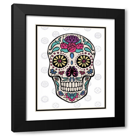 Sugar Skull III on Gray Black Modern Wood Framed Art Print with Double Matting by Penner, Janelle