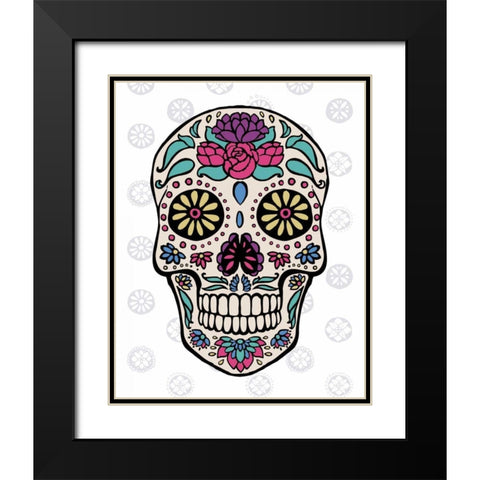 Sugar Skull III on Gray Black Modern Wood Framed Art Print with Double Matting by Penner, Janelle