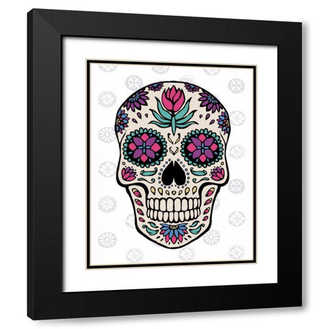 Sugar Skull IV on Gray Black Modern Wood Framed Art Print with Double Matting by Penner, Janelle