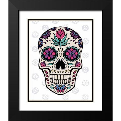 Sugar Skull IV on Gray Black Modern Wood Framed Art Print with Double Matting by Penner, Janelle