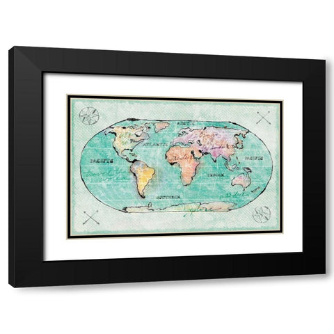 Mapped Shorelines I Blue Black Modern Wood Framed Art Print with Double Matting by Schlabach, Sue