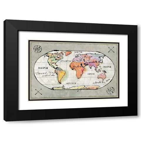 Mapped Shorelines I Neutral Black Modern Wood Framed Art Print with Double Matting by Schlabach, Sue