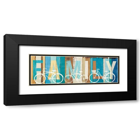 Beachscape Bicycle Family Black Modern Wood Framed Art Print with Double Matting by Mullan, Michael