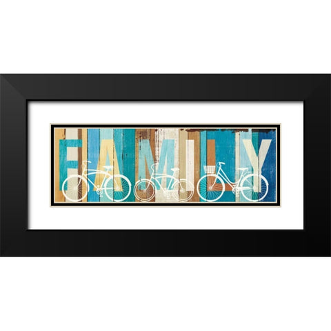 Beachscape Bicycle Family Black Modern Wood Framed Art Print with Double Matting by Mullan, Michael