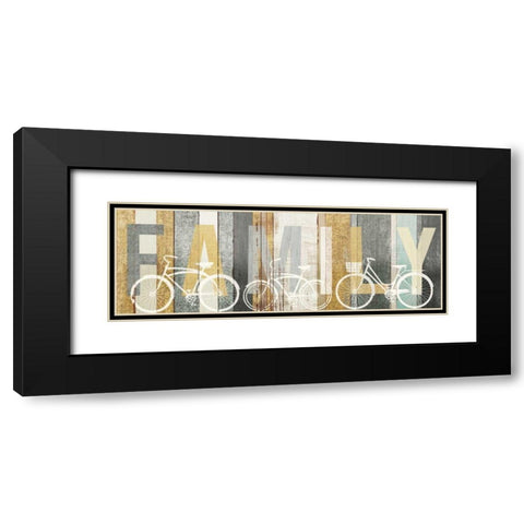 Beachscape Bicycle Family Gold Neutral Black Modern Wood Framed Art Print with Double Matting by Mullan, Michael