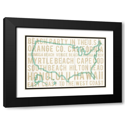 Bon Voyage USA Black Modern Wood Framed Art Print with Double Matting by Mullan, Michael