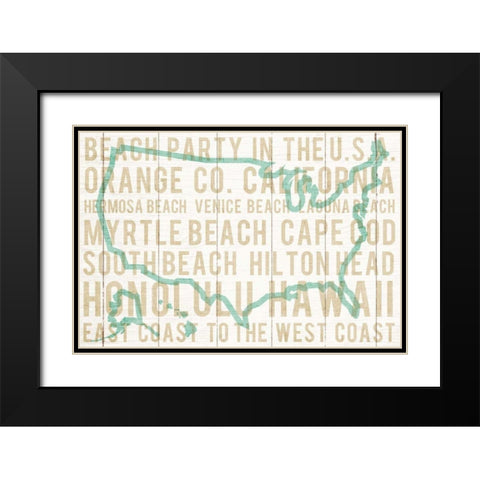 Bon Voyage USA Black Modern Wood Framed Art Print with Double Matting by Mullan, Michael